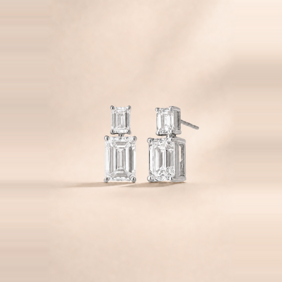 Emerald Double Drop Diamond Earrings &mdash; view 4