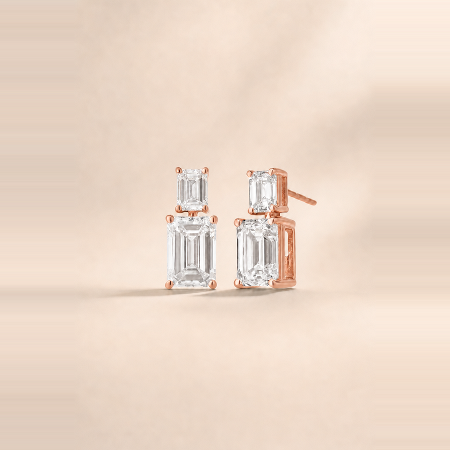 Emerald Double Drop Diamond Earrings &mdash; view 3