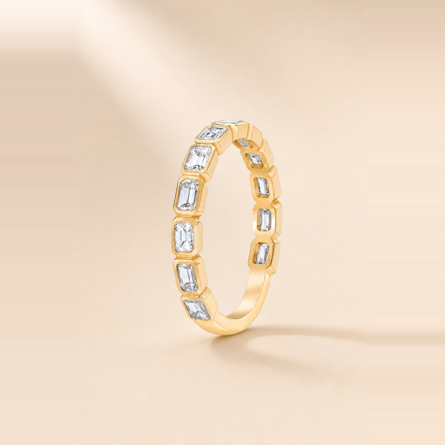 Emerald Shared Prong 3/4 Diamond Eternity Band &mdash; view 4