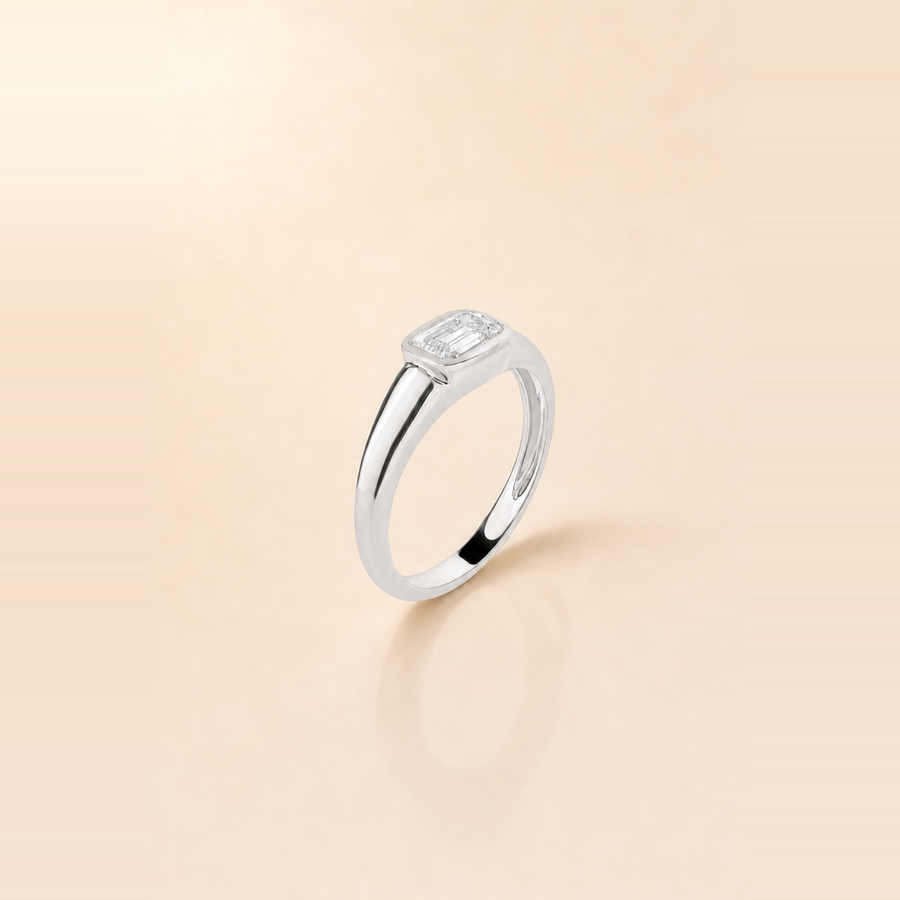 Emerald East-West Bezel Signet Ring &mdash; view 2