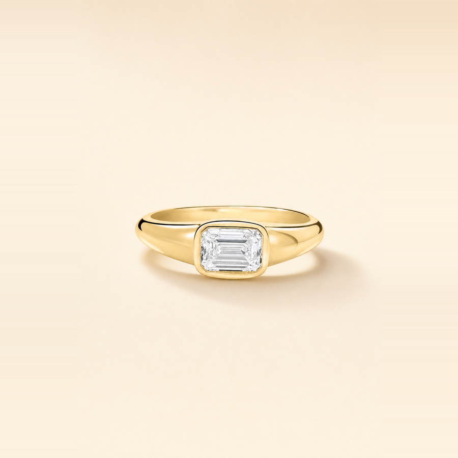 Emerald East-West Bezel Signet Ring &mdash; view 3