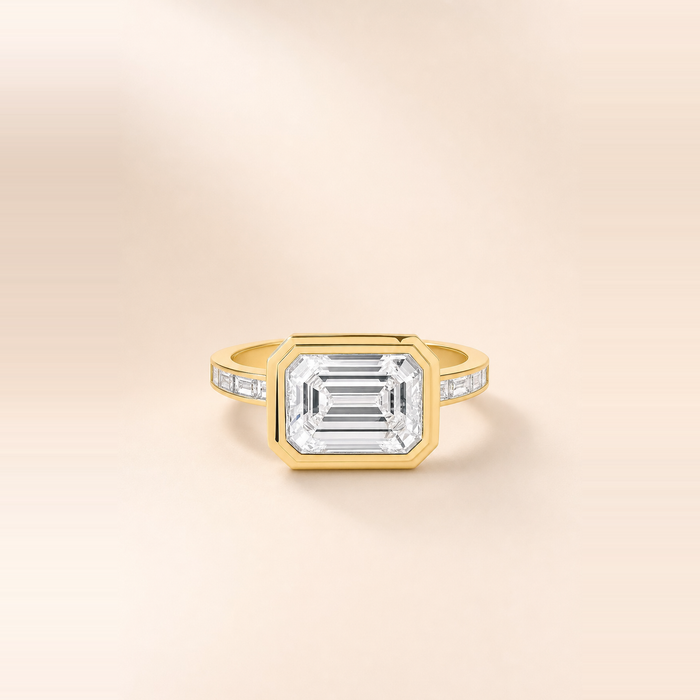 Emerald East-West Diamond with Channel Set Band