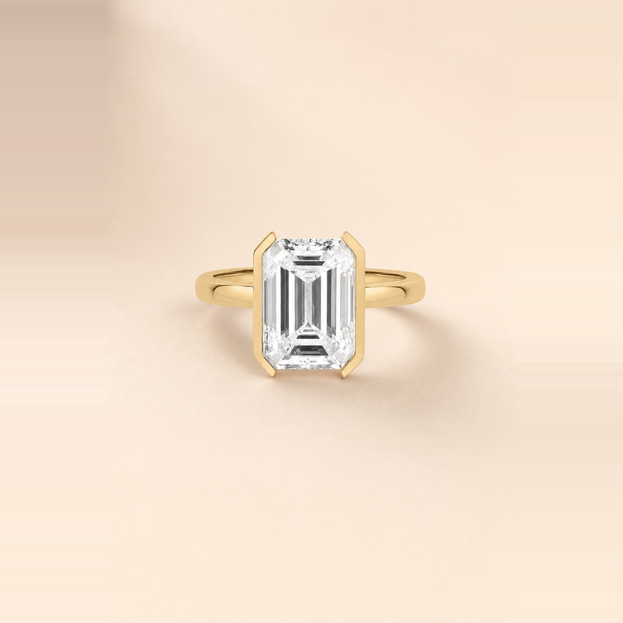 Emerald Half-Bezel Diamond Solitaire &mdash; view 1