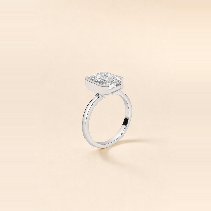 Emerald Half-Bezel Diamond Solitaire &mdash; view 5