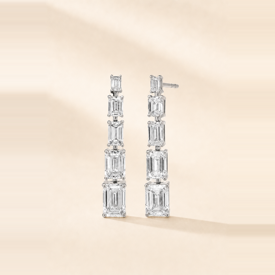 Emerald Diamond Drop Earrings &mdash; view 2