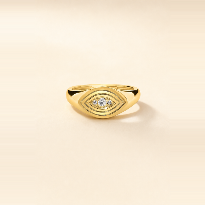 Evil Eye Melee Diamond Signet Ring
