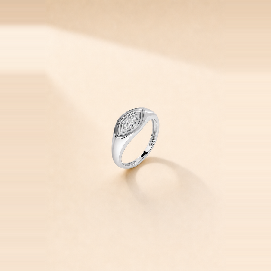 Evil Eye Melee Diamond Signet Ring &mdash; view 5