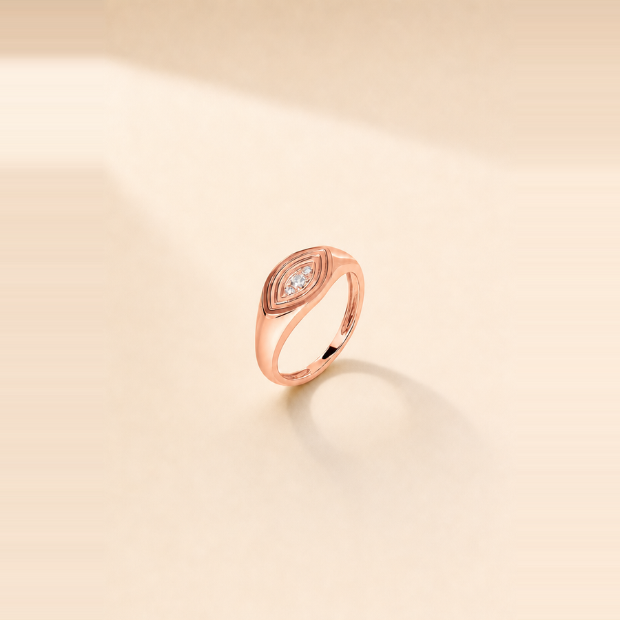 Evil Eye Melee Diamond Signet Ring &mdash; view 4