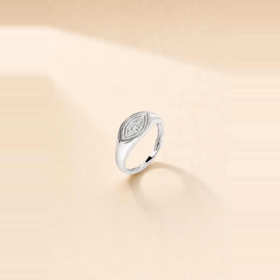 Evil Eye Melee Diamond Signet Ring &mdash; view 2