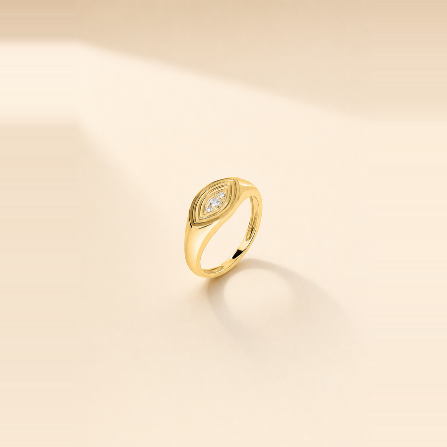 Evil Eye Melee Diamond Signet Ring &mdash; view 3