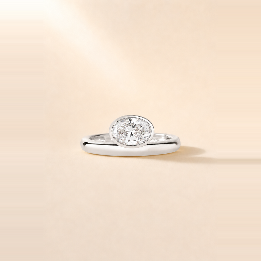 Oval East-West Floating Bezel Ring &mdash; view 2