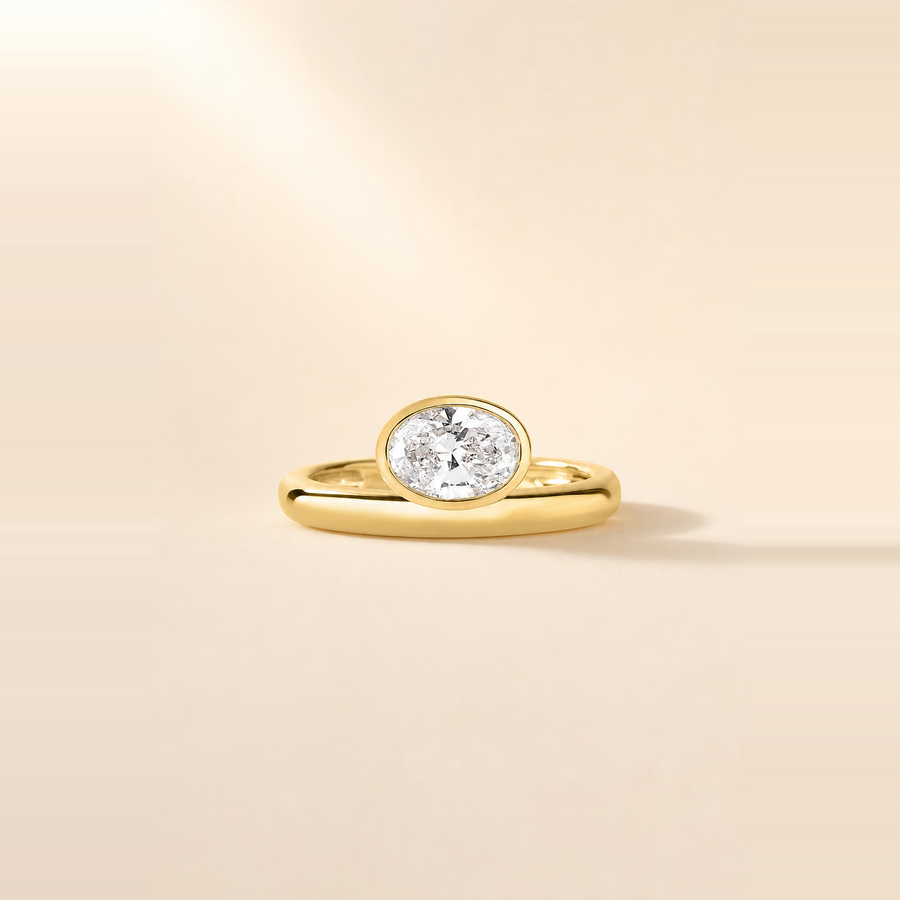 Oval East-West Floating Bezel Ring &mdash; view 1
