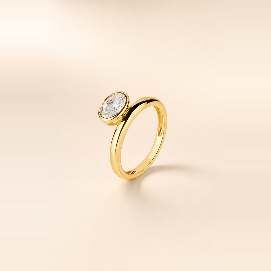 Oval East-West Floating Bezel Ring &mdash; view 3
