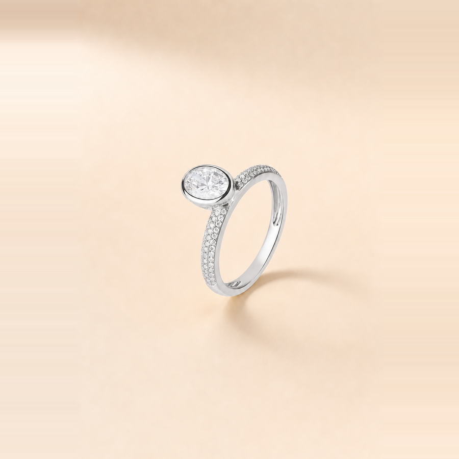 Oval Floating Bezel with Pavé Band &mdash; view 2