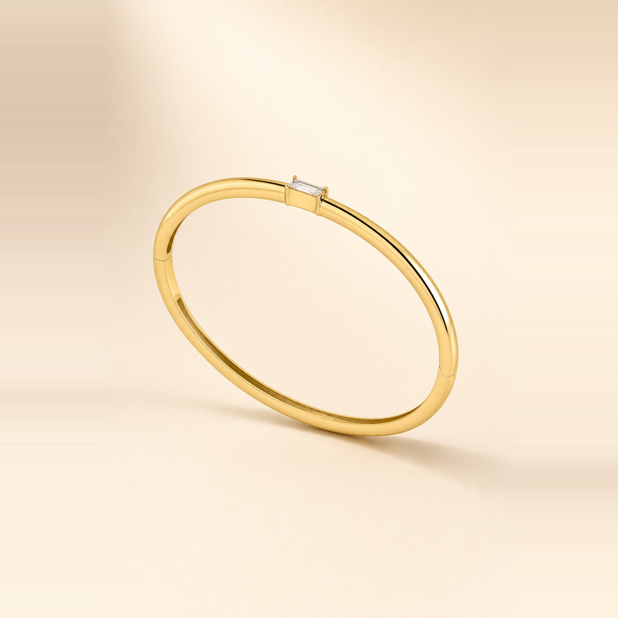 Floating Solitaire Baguette Bangle &mdash; view 4