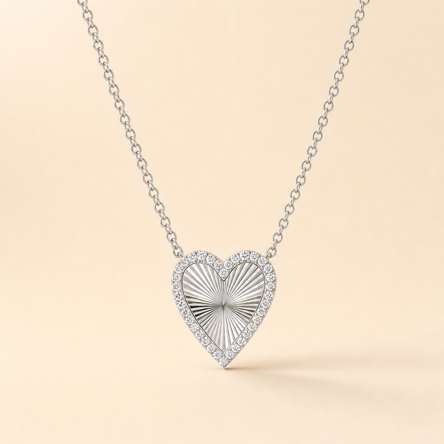 Fluted Heart Diamond Pendant &mdash; view 4