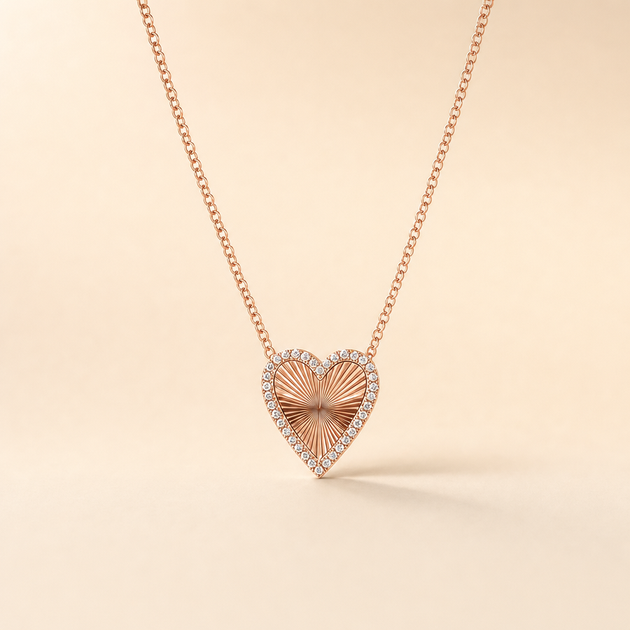 Fluted Heart Diamond Pendant &mdash; view 3