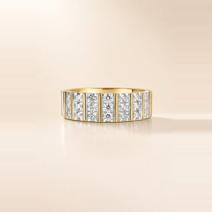 Fluted Triple Diamond Eternity Band