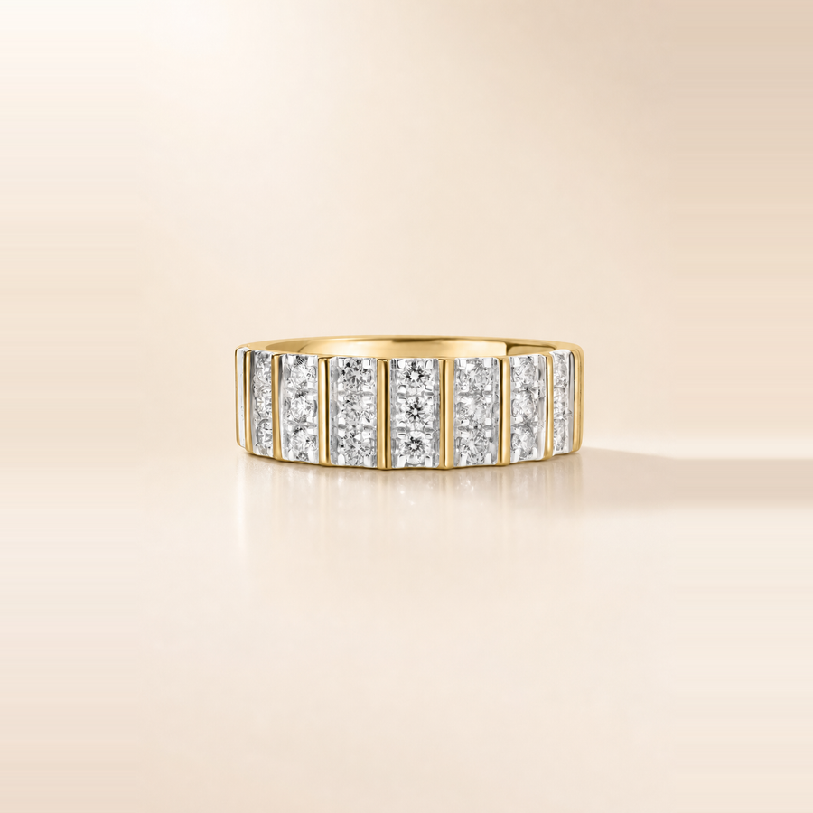 Fluted Triple Diamond Eternity Band &mdash; view 1
