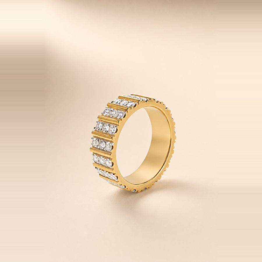 Fluted Triple Diamond Eternity Band &mdash; view 3