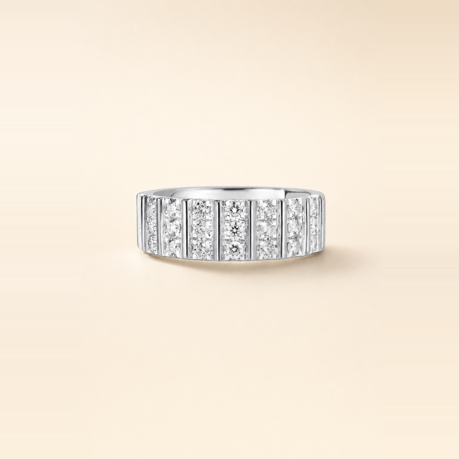 Fluted Triple Diamond Eternity Band &mdash; view 2