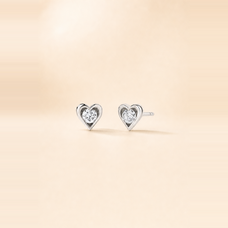 Framed Diamond Heart Studs &mdash; view 2