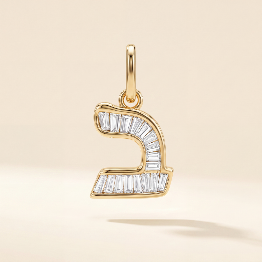 Baguette Hebrew Letter Pendant &mdash; view 2
