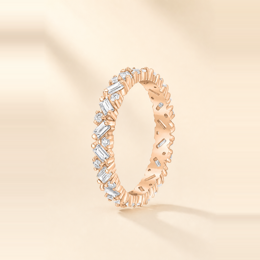 Baguette Cluster Set Diamond Eternity Band &mdash; view 8