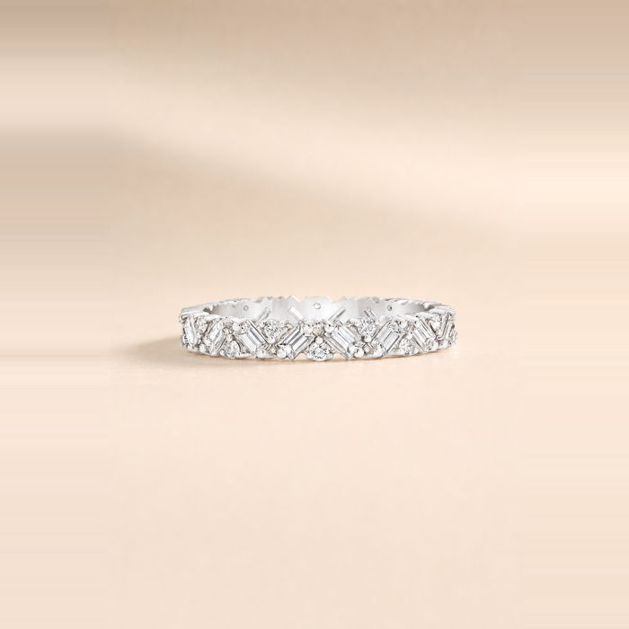 Baguette Cluster Set Diamond Eternity Band