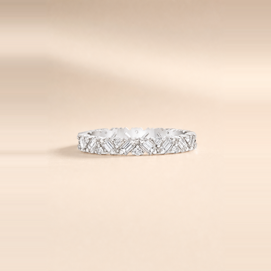 Baguette Cluster Set Diamond Eternity Band &mdash; view 1
