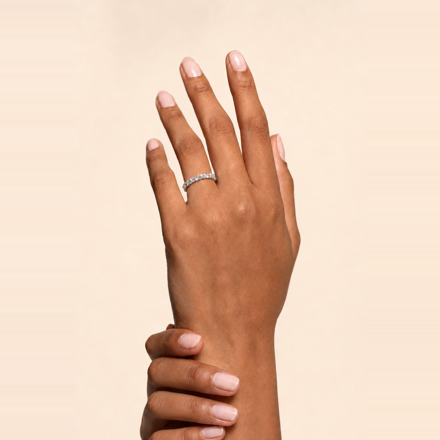 Baguette Cluster Set Diamond Eternity Band &mdash; view 2