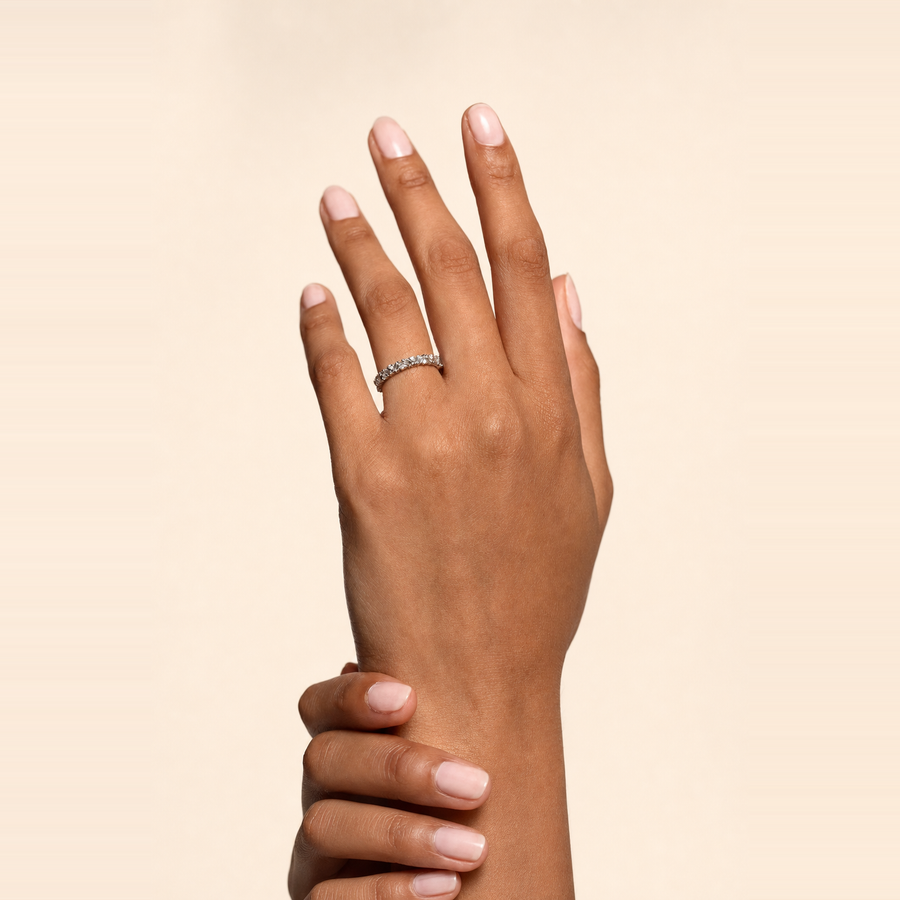 Baguette Cluster Set Diamond Eternity Band &mdash; view 4