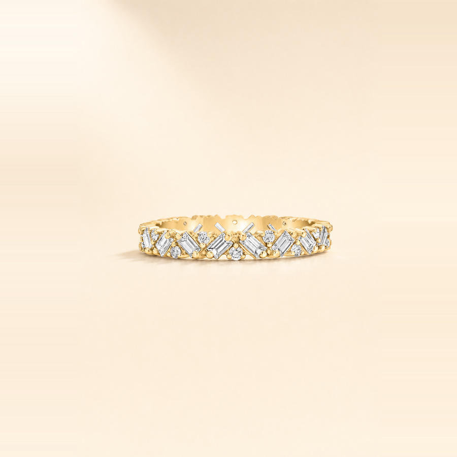Baguette Cluster Set Diamond Eternity Band &mdash; view 5