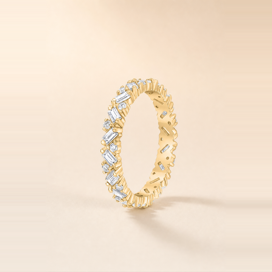 Baguette Cluster Set Diamond Eternity Band &mdash; view 6