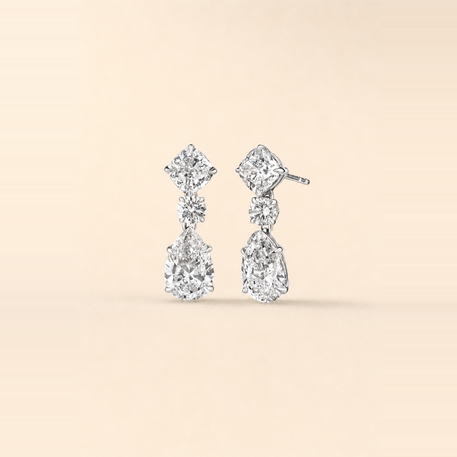 Multi-Shape Diamond Drop Earrings &mdash; view 4