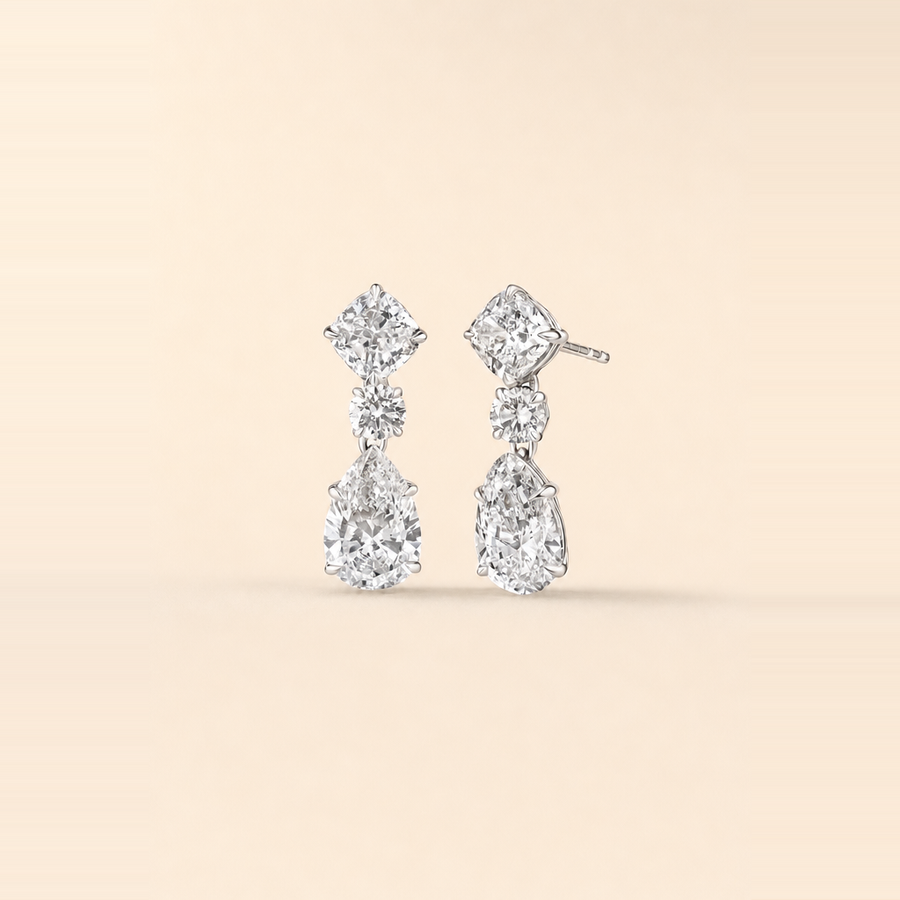 Multi-Shape Diamond Drop Earrings &mdash; view 2