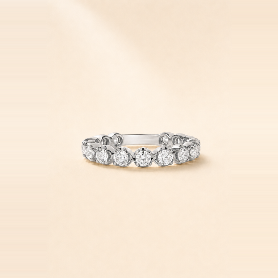 Round Bezel Set Diamond 3/4 Eternity Band &mdash; view 7