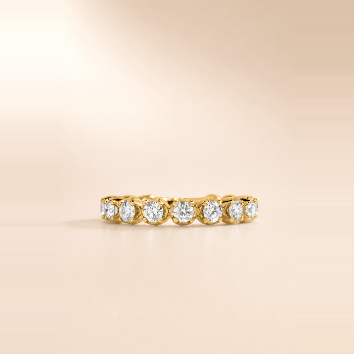 Round Bezel Set Diamond 3/4 Eternity Band