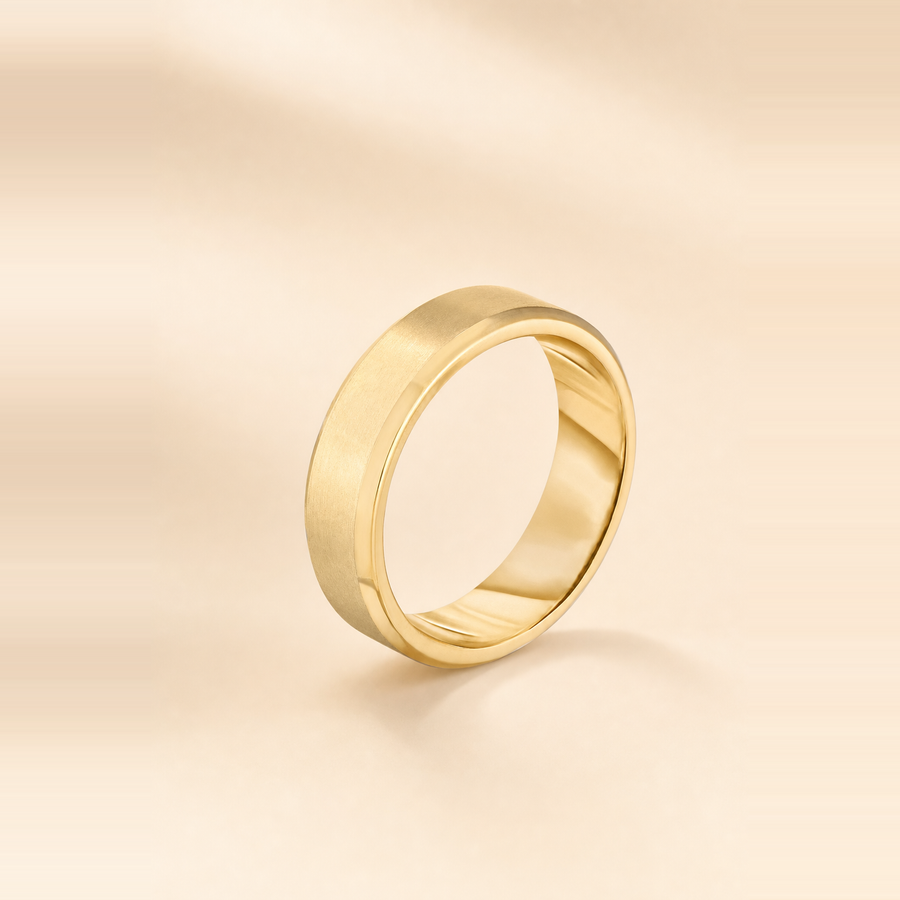 6mm Contrast + Beveled Wedding Band &mdash; view 3