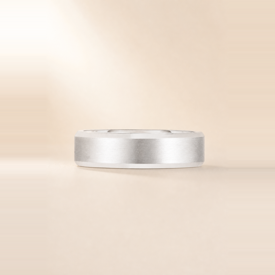 6mm Contrast + Beveled Wedding Band &mdash; view 4