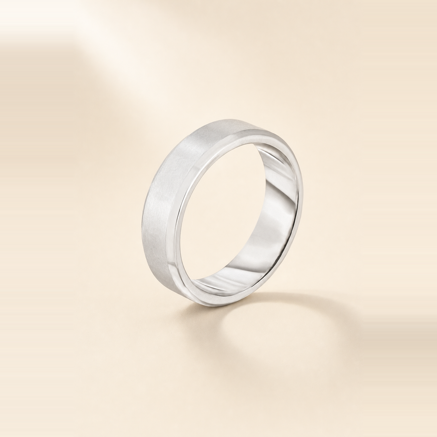 6mm Contrast + Beveled Wedding Band &mdash; view 5