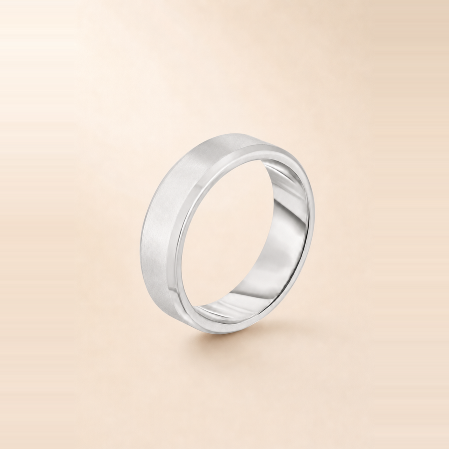 6mm Contrast + Beveled Wedding Band &mdash; view 2