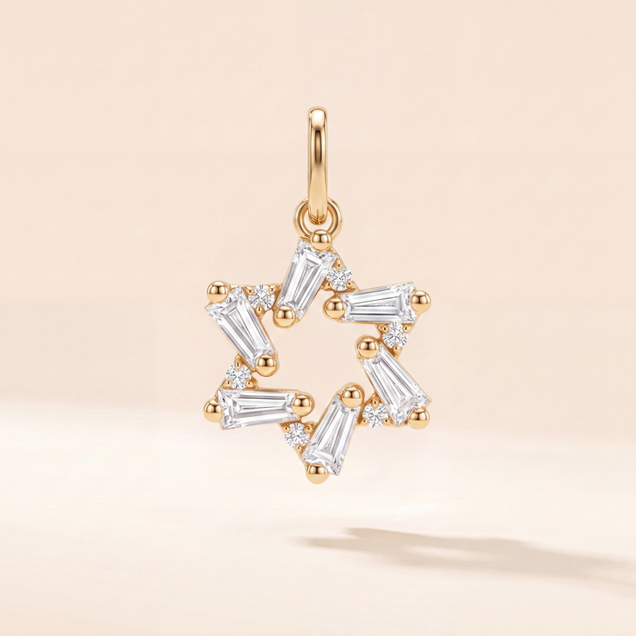 Mini Baguette Diamond Magen David Pendant