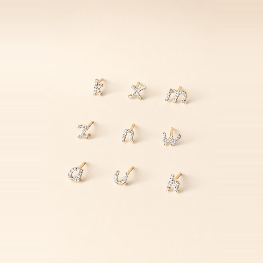 Mini Letter Pavé Stud &mdash; view 3
