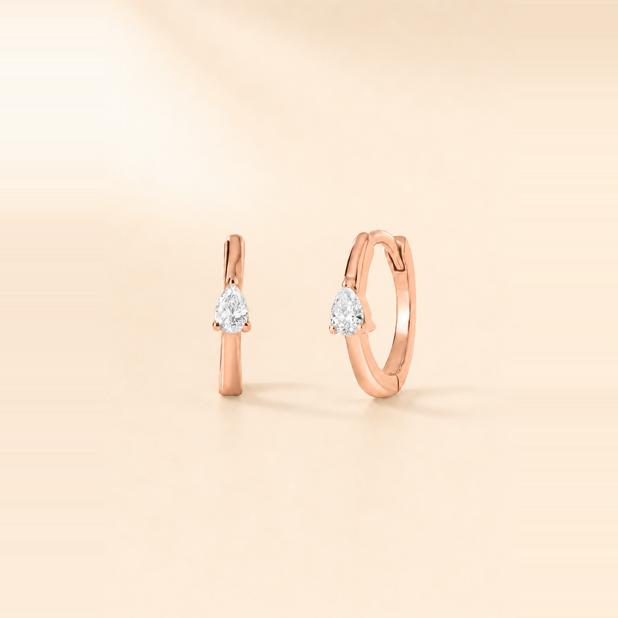 Mini Pear Diamond Huggies &mdash; view 4