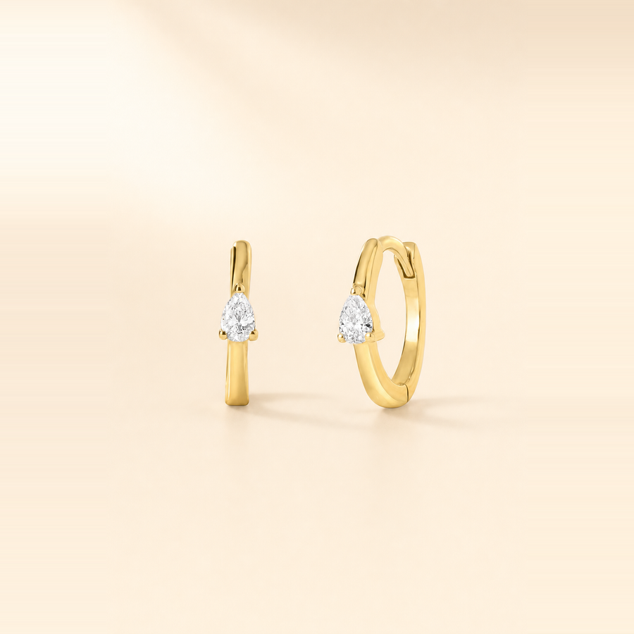 Mini Pear Diamond Huggies &mdash; view 1