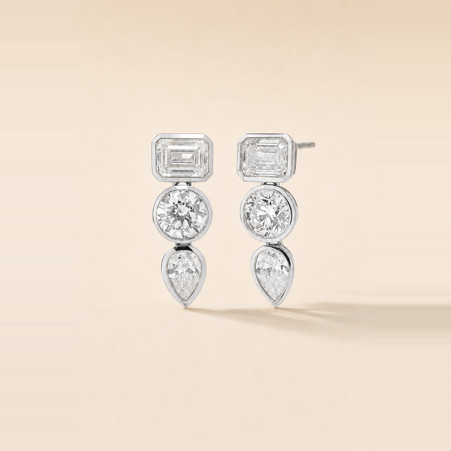 Multi Shape Bezel Set Drop Earrings &mdash; view 5