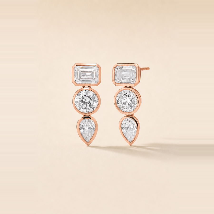 Multi Shape Bezel Set Drop Earrings &mdash; view 4