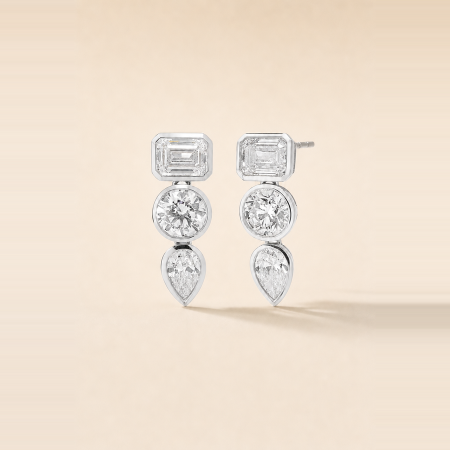 Multi Shape Bezel Set Drop Earrings &mdash; view 2