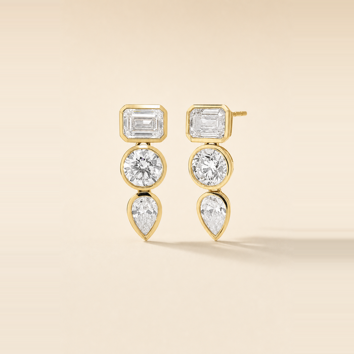 Multi Shape Bezel Set Drop Earrings
